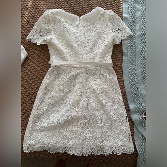 Self-Portrait Cream Guipure Lace Belted Minidress - Picture 4 of 6